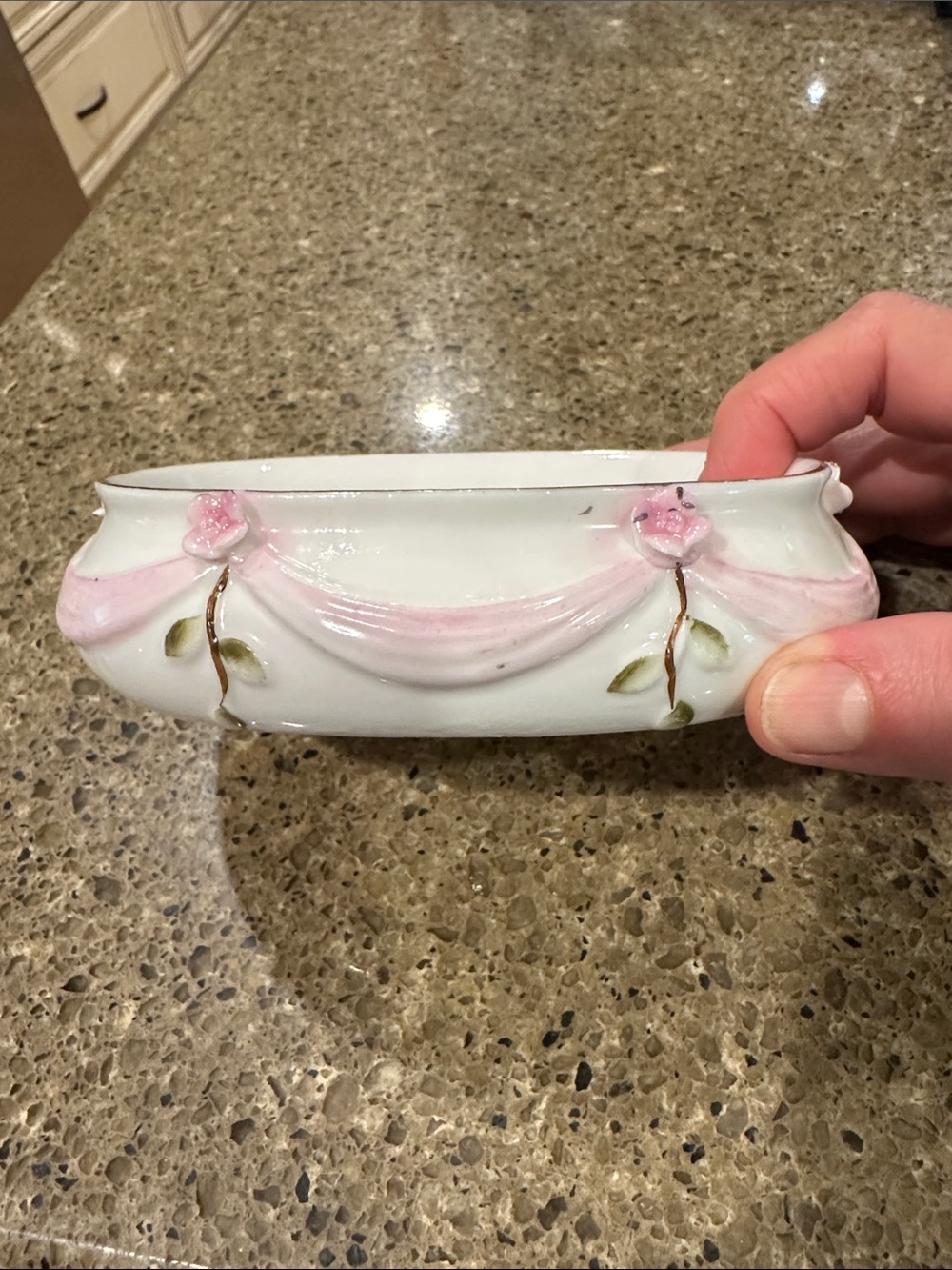 Vintage I. W. Rice Porcelain Floral Trinket Dish/Soap Dish made in Japan